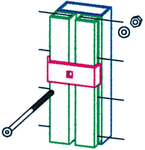 Centrale post voor scheidingswandsysteem, hoogte 2200 mm