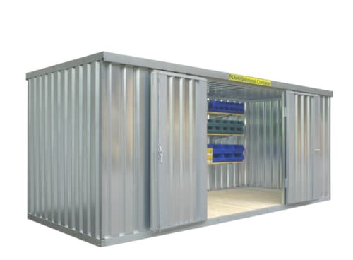 Säbu Gegalvaniseerde materiaalcontainer FLADAFI® met openslaande deur