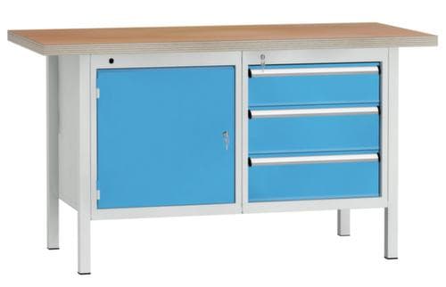 KLW Lutz Werkbank met multiplexplaat, 3 laden, 1 kast