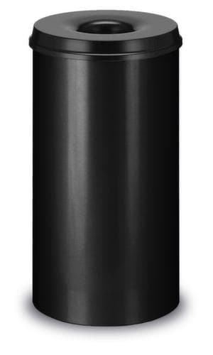 Zelfdovende prullenmand van staal, 50 l, zwart, bovendeel zwart