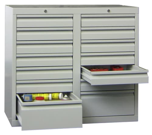 PAVOY Ladekast Basis RAL7035, 14 lade(n), RAL7035 lichtgrijs/RAL7035 lichtgrijs