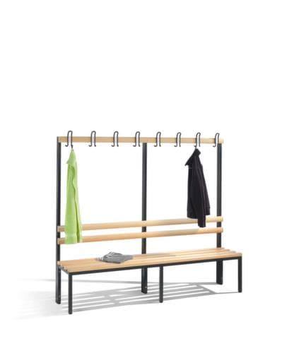 C+P Kleedkamerbank met haken en houten strips