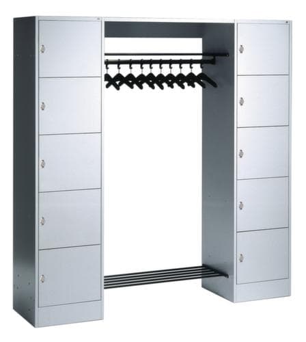 C+P Locker met kapstok Classic met 5 vakken rechts en links, breedte 1870 mm