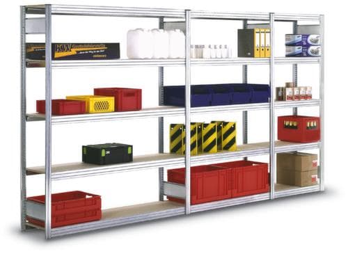 regalwerk Spaanplaten inhaakstelling met legborden, hoogte x breedte x diepte 2500 x 1751 x 426 mm, 6 legborden