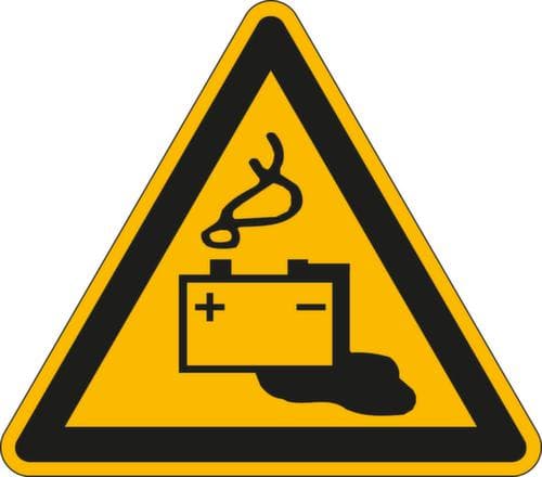 Waarschuwingsbord voor gevaar door batterijen, sticker