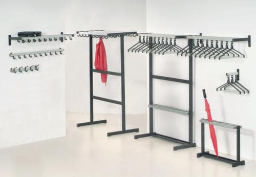 van Esch Wandkapstok met jashaken, met 10 jashaken, aluminiumkleurig/RAL9005 gitzwart