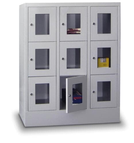 PAVOY Lockersysteem Basis lichtgrijs met vensterdeuren + maximaal 8 vakken