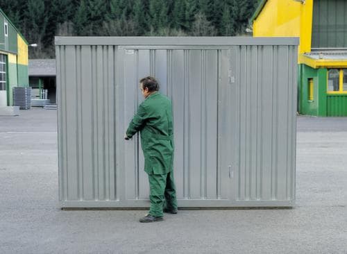 Säbu Gegalvaniseerde materiaalcontainer FLADAFI® met openslaande deur