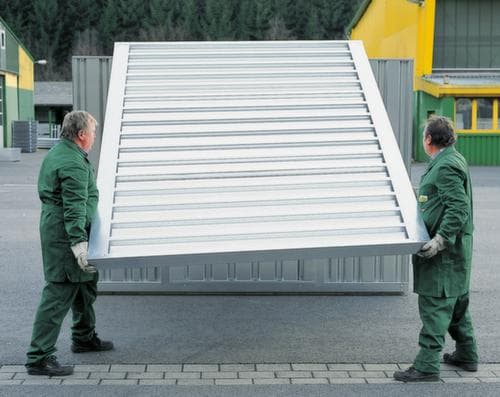 Säbu Gegalvaniseerde materiaalcontainer FLADAFI® met openslaande deur
