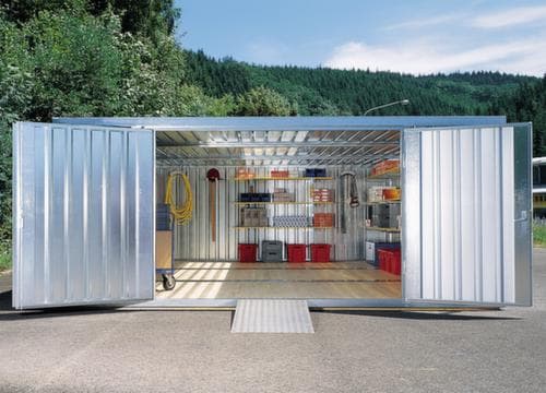 Säbu Gegalvaniseerde materiaalcontainer FLADAFI® met openslaande deur