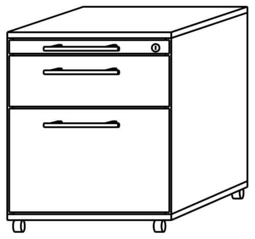 Rolcontainer Sina met HR uittrekbaar, 2 lade(n), beuken/beuken