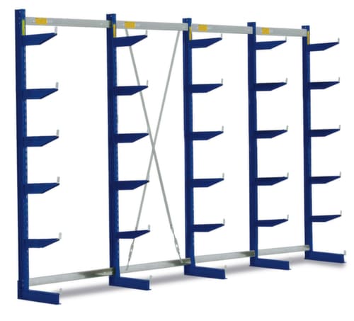 Draagarmstelling, eenzijdig - ontworpen voor plaatsing tegen een wand, hoogte 2480 mm, 6 niveaus