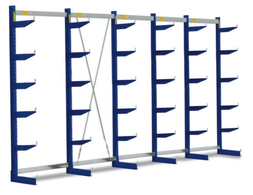 Draagarmstelling in middelzware uitvoering, eenzijdig - ontworpen voor plaatsing tegen een wand, hoogte 2500 mm, 6 niveaus