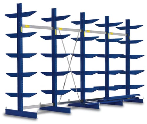 Draagarmstelling, tweezijdig - flexibele opstelling vrijstaand in de ruimte mogelijk, hoogte 2480 mm, 6 niveaus