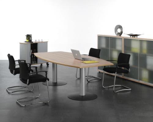 Gera Vergadertafel Basis, breedte x diepte 2400 x 800 mm, plaat lichtgrijs