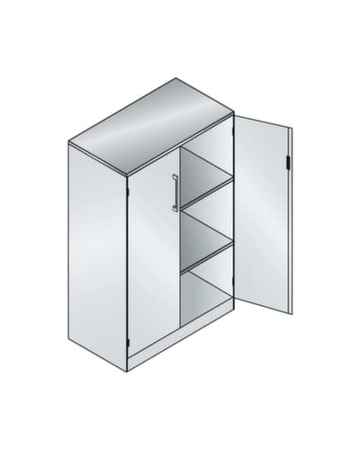 C+P Kast met openslaande deuren Asisto, 3 ordnerhoogten, RAL9006 blank aluminiumkleurig/esdoorn