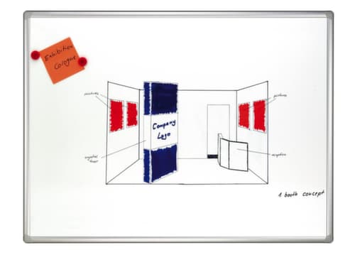 Franken whiteboard voor wandrailsysteem, hoogte x breedte 1200 x 2400 mm