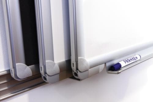 Franken whiteboard voor wandrailsysteem, hoogte x breedte 1200 x 2400 mm