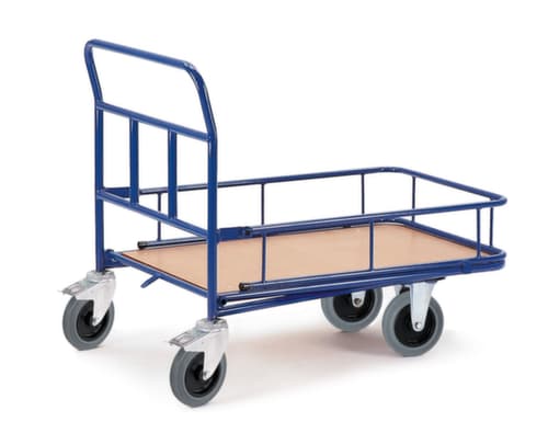 Rollcart Cash-and-carrywagen met leuning, draagvermogen 400 kg, laadvlak lengte x breedte 960 x 635 mm