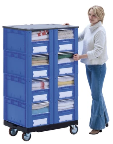 BITO Euronorm zichtbare opslagcontainer met toegangsopening, blauw, HxLxB 170x400x300 mm