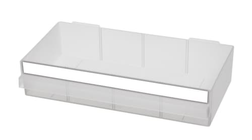 raaco robuuste transparante magazijnbak 1208-03 met metalen frame, 8 lade(n), donkerblauw/transparant