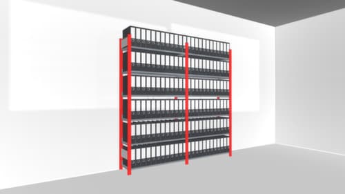 Inhaakstelling voor dossiers, 6 vloer, staander RAL3000 vuurrood