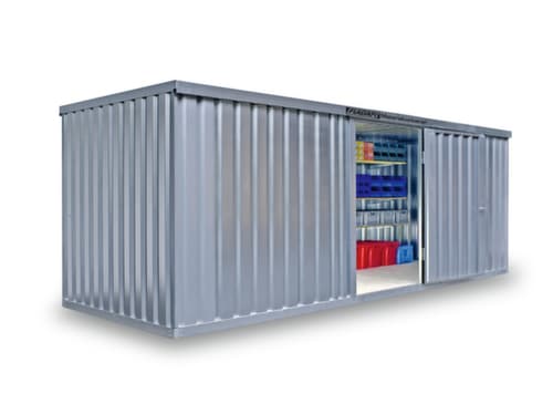 Säbu Gegalvaniseerde materiaalcontainer FLADAFI® met openslaande deur