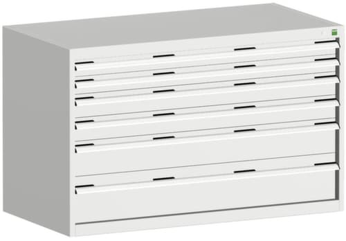 bott Ladekast cubio oppervlak 1300 x 650 mm, 6 lade(n), RAL7035 lichtgrijs/RAL7035 lichtgrijs