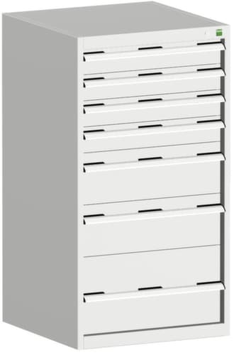 bott Ladekast cubio met oppervlak 650 x 650 mm, 7 lade(n), RAL7035 lichtgrijs/RAL7035 lichtgrijs