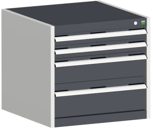 bott Ladekast cubio oppervlak 650 x 525 mm, 4 lade(n), RAL7035 lichtgrijs/RAL7016 antracietgrijs