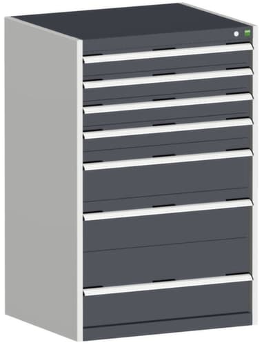 bott Ladekast cubio oppervlak 800 x 650 mm, 7 lade(n), RAL7035 lichtgrijs/RAL7016 antracietgrijs