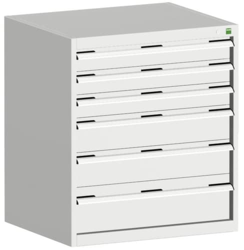 bott Ladekast cubio oppervlak 800 x 750 mm, 6 lade(n), RAL7035 lichtgrijs/RAL7035 lichtgrijs