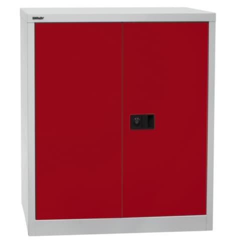 Bisley Dossierkast Universal, 2 ordnerhoogten, lichtgrijs/kardinaalrood
