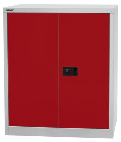 Bisley Dossierkast Universal, 2 ordnerhoogten, lichtgrijs/kardinaalrood