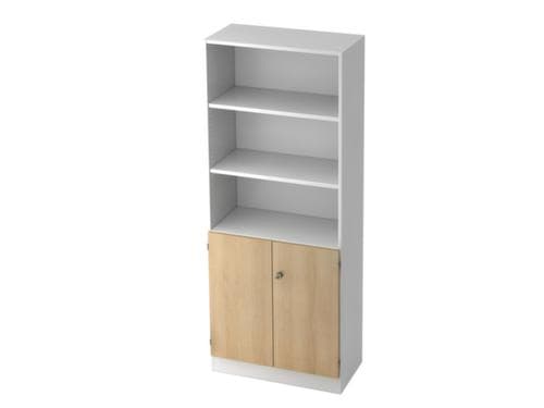 Combinatieschroeflegbord Up and Down met deur, 3 stellingvakken, breedte 800 mm, wit/eiken