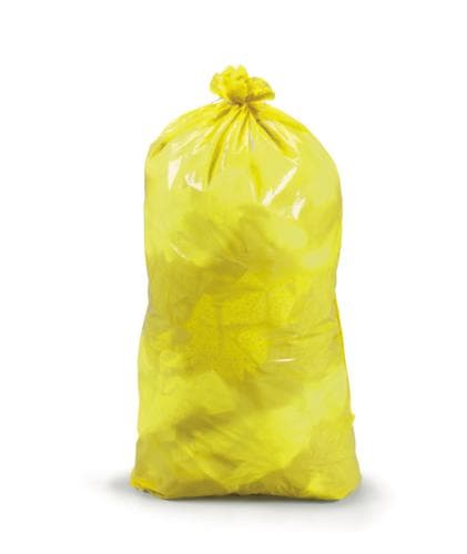 Scheurvaste vuilniszak met sluitband, 60 l, geel