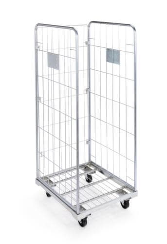 Gegalvaniseerde rolcontainer met gaaswanden, draagvermogen 500 kg, lengte x breedte 720 x 805 mm