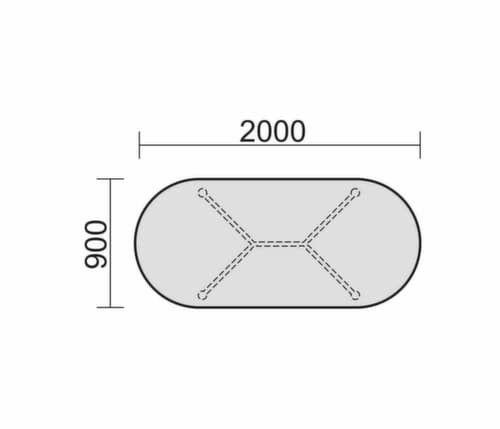 Gera Vergadertafel Basis, breedte x diepte 2000 x 900 mm, plaat lichtgrijs