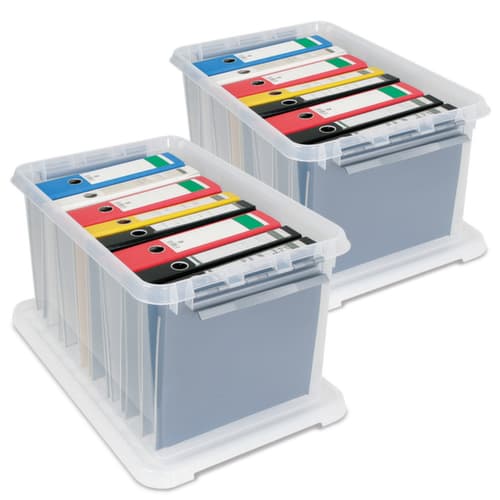 Ordnerbox, transparant, inhoud 62 l, oplegdeksel