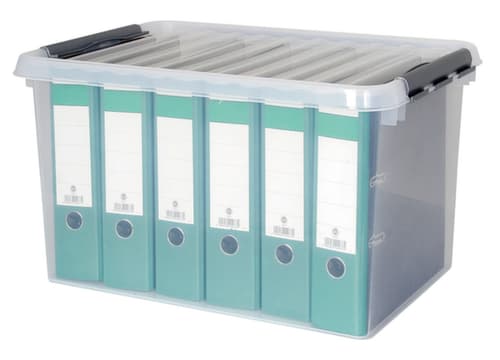 Ordnerbox, transparant, inhoud 62 l, oplegdeksel