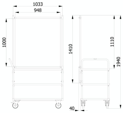 fetra Hygiënescherm voor transportwagen, hoogte x breedte 1410 x 1066 mm