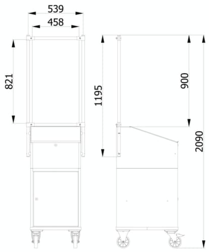 fetra Hygiënescherm voor transportwagen, hoogte x breedte 1410 x 571 mm