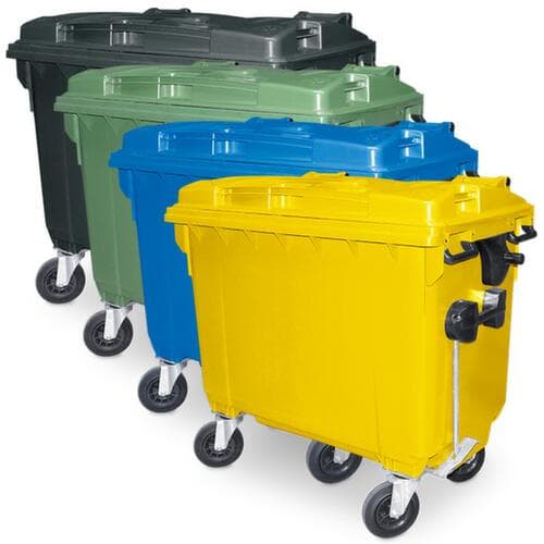 Grote afvalcontainer met scharnierdeksel
