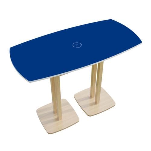 Paperflow Tonvormige statafel Woody, breedte x diepte 1500 x 750 mm, plaat blauw