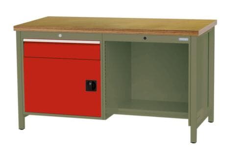 Bedrunka + Hirth Werkbank, 1 lade, 1 kast, 1/2 legbord