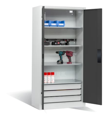 C+P Laadkast voor batterijen ERGO, RAL7035 lichtgrijs/RAL7016 antracietgrijs