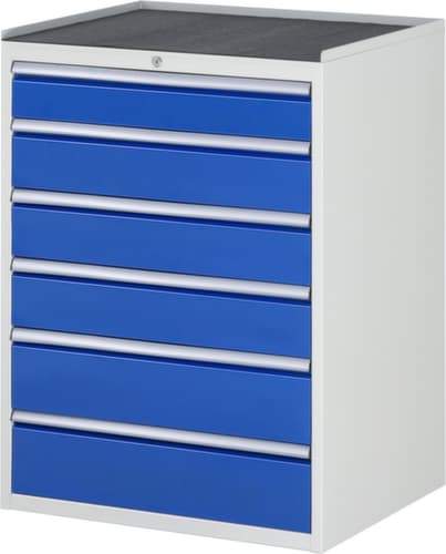 RAU Ladekast Serie 7000, 6 lade(n), RAL7035 lichtgrijs/RAL5010 gentiaanblauw