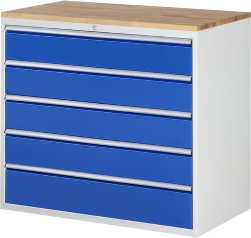 RAU Ladekast Serie 7000, 5 lade(n), RAL7035 lichtgrijs/RAL5010 gentiaanblauw