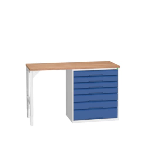 bott Werkbank verso, 7 laden, RAL7035 lichtgrijs/RAL5010 gentiaanblauw