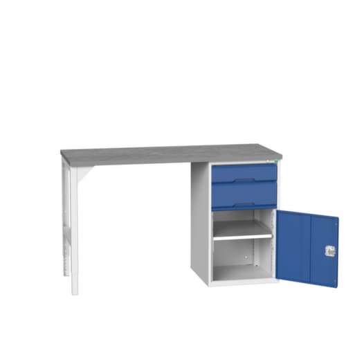 bott Werkbank verso, 2 laden, 1 kast, RAL7035 lichtgrijs/RAL5010 gentiaanblauw
